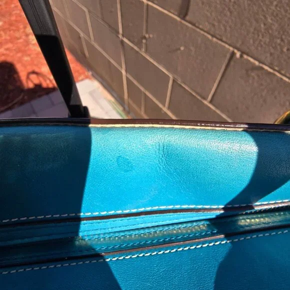 Vintage Coach Hampton Turn Lock Teal/Turquoise Leather Carry All Satchel Bag - Picture 7 of 16